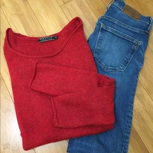 100% alpaca open-knit sweater